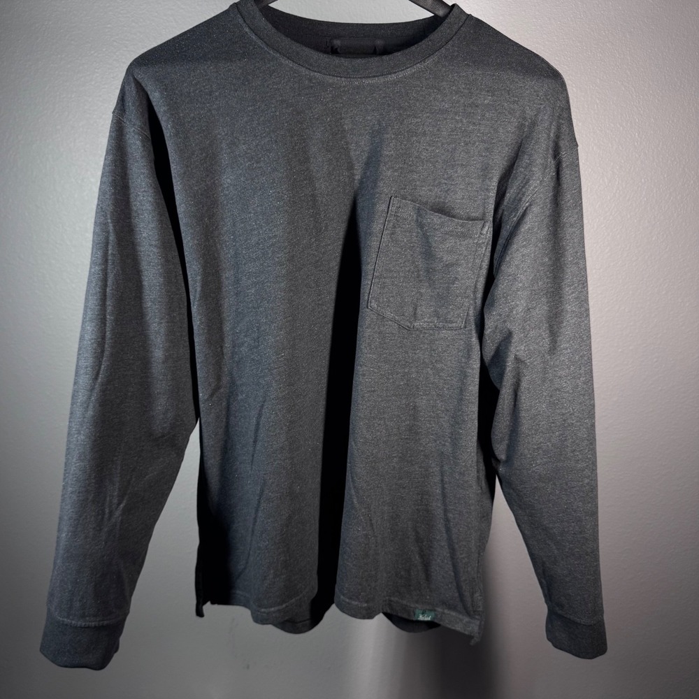 Woolrich Green Label Mens XL Long Sleeve Pocket T-Shirt Charcoal‎ Gray Heather
